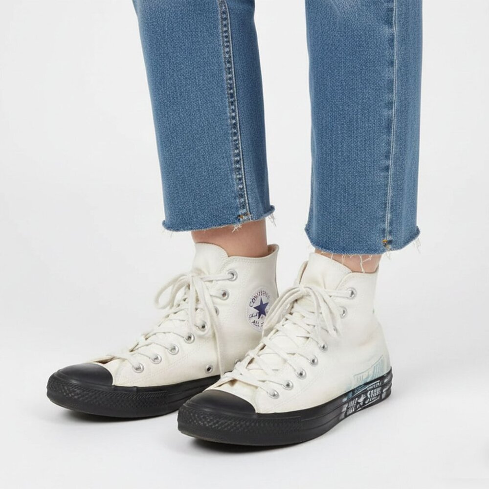 Vintage Converse Chuck Taylor All Stars High Top Sneakers Grafitti Stamped White